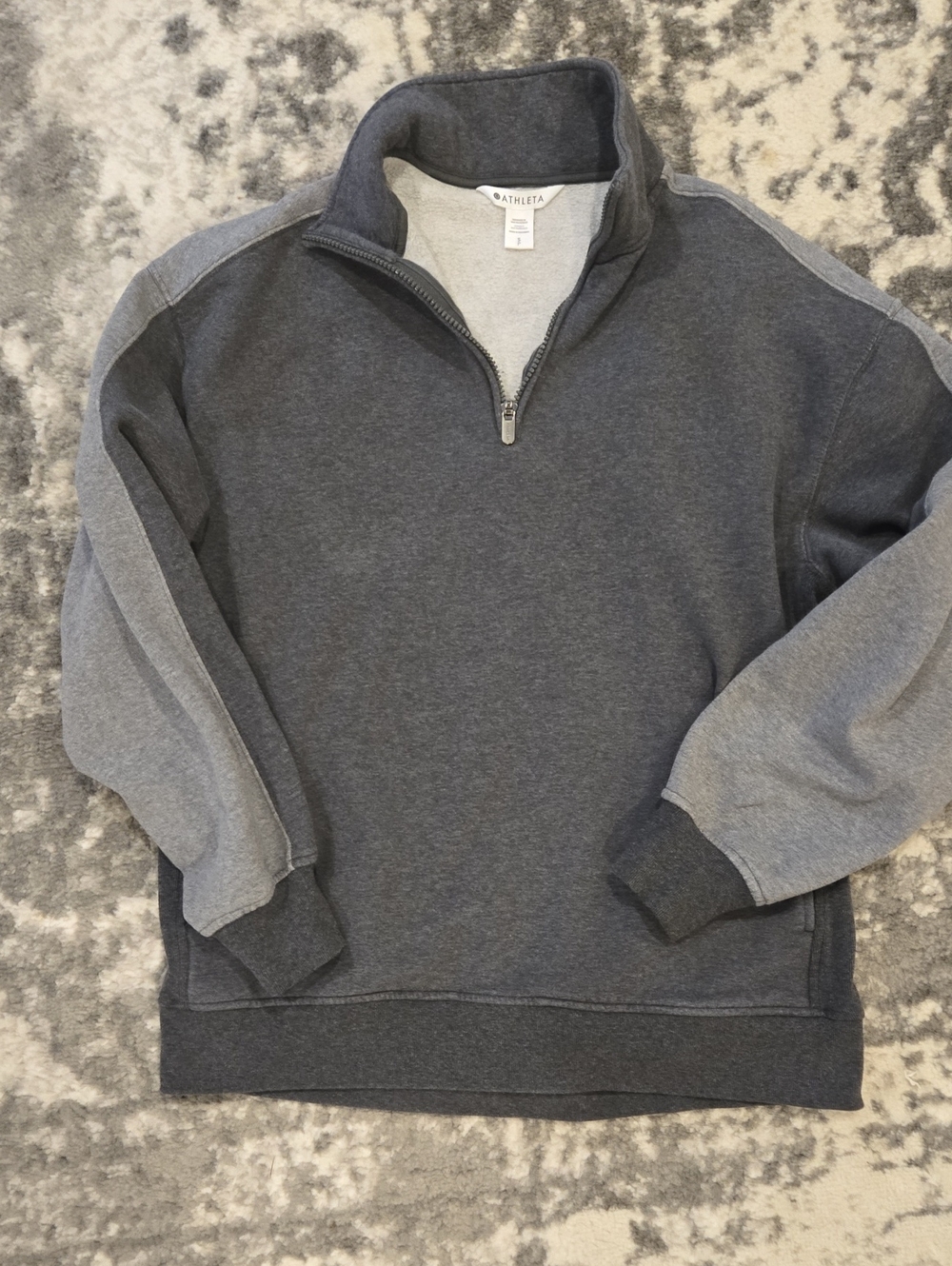 Athleta Two-Tone Gray Women's Quarter-Zip Sweatshirt